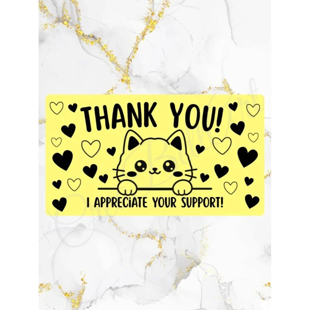 100 Cute Cat Thank You Stickers for Packaging | Small Business Labels